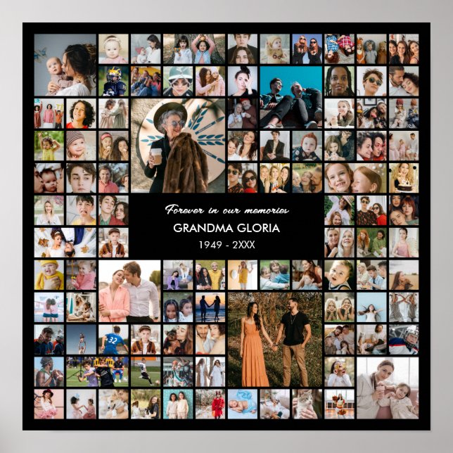 Poster 100 Photo Collage Personalized Picture Gift Square (Devant)