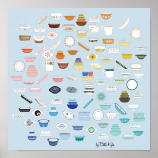 Poster 100 pièces de Pyrex - Bleu clair