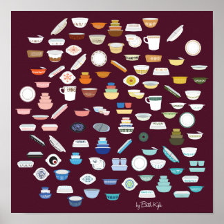 Poster 100 pièces de Pyrex - Maroon