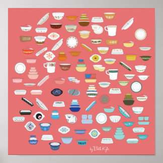 Poster 100 pièces de Pyrex - Rouge