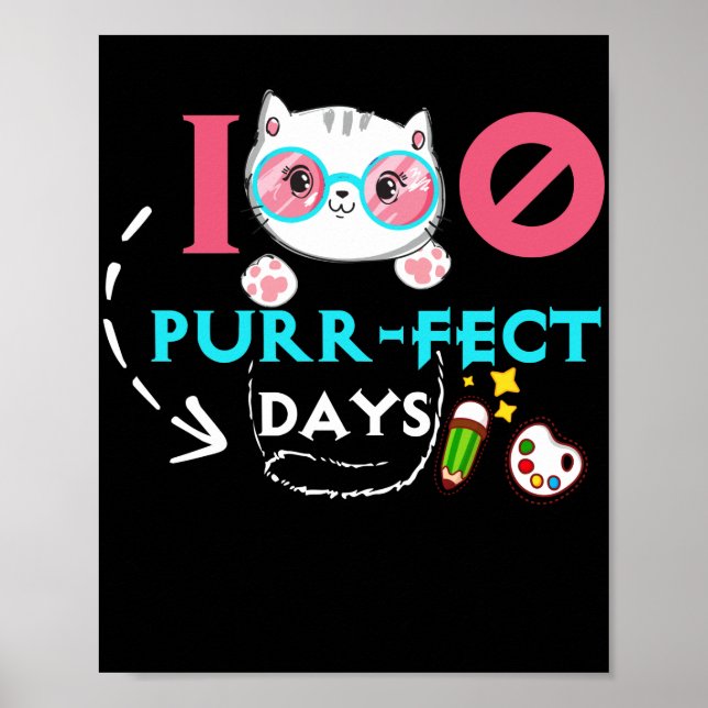 Poster 100 PurrFect Days Cute Cat Student School (Devant)