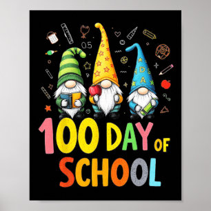 Poster 100E Jour De L'École Gnome Enseignants Amusants Et