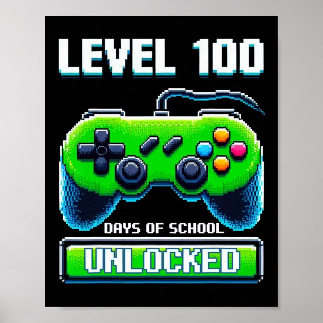 Poster 100e Jour De L'École Jeux Vidéo Enfants Garçon Gam (Devant)