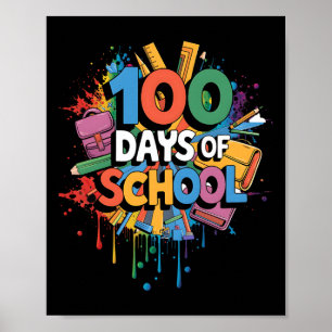 Poster 100e jour drôle tenue enseignant & élève 100 D