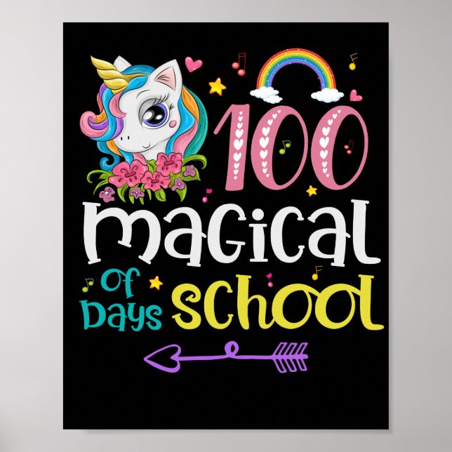 Poster 100e jour école Unicorn 100 jours magiques enseign (Devant)