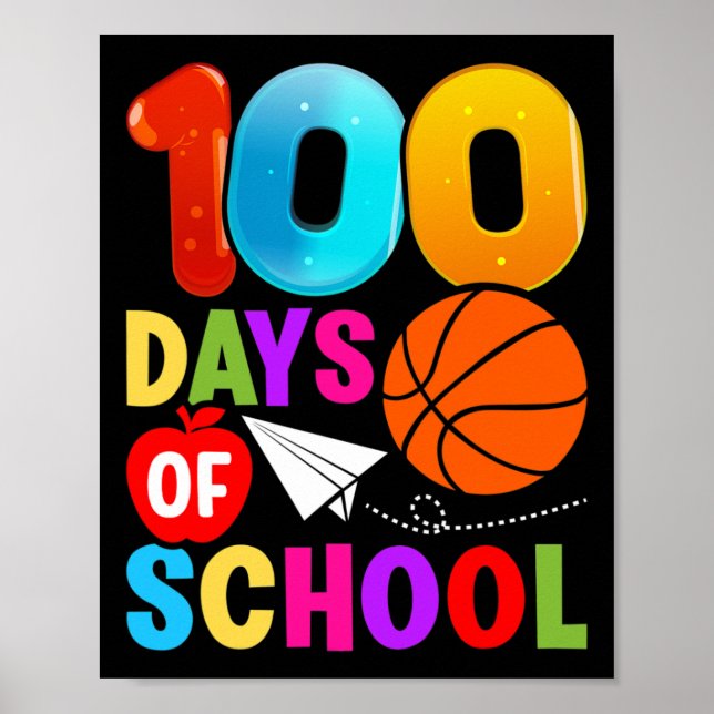 Poster 100e jour Student Boys Girls Bysketbyll 100 Jours  (Devant)