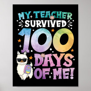Poster 100ème Jour D'École Mon Enseignant A Survécu 100 J