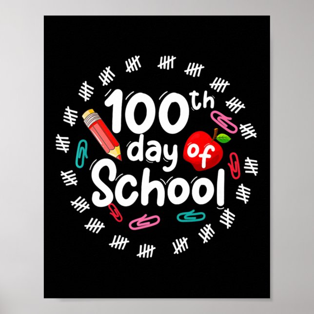 Poster 100ème Jour D'École Pour Enseignants Enfants 100 J (Devant)