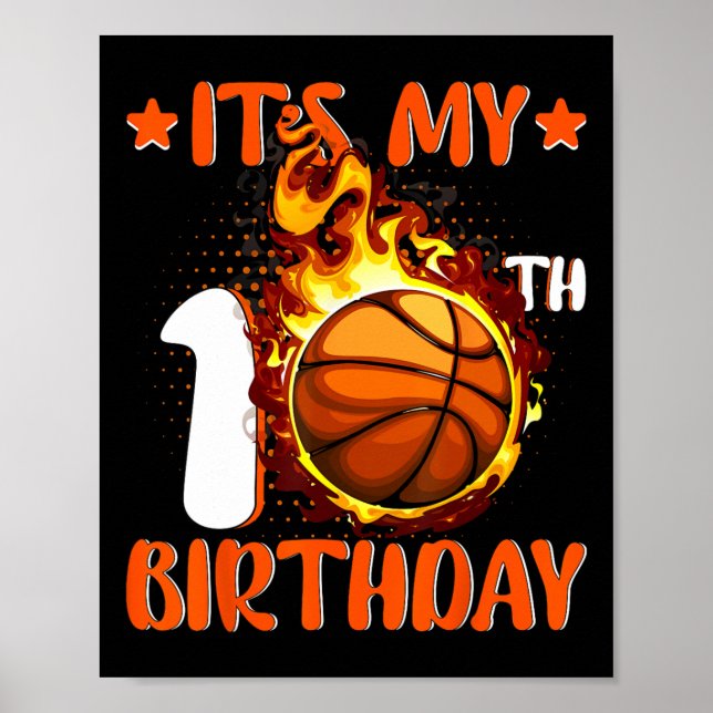 Poster 10 ans C'est mon 10e anniversaire de basket-ball (Devant)