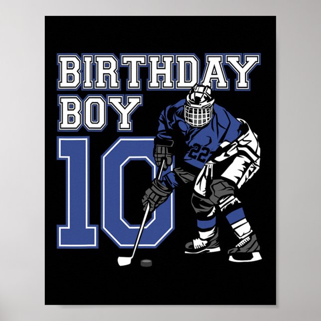 Poster 10 ans de hockey sur glace Thème Anniversaire 10e (Devant)