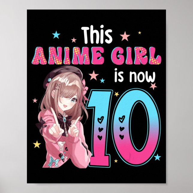 Poster 10 Ans Fille Kawaii Cadeaux Anime Fille 10e Bir (Devant)