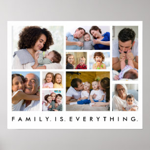 Poster 10 Collage Photo Famille Est Tout Citation Blanc 