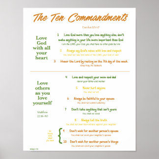 Poster 10 Commandements pour enfants—Tons de la Terre