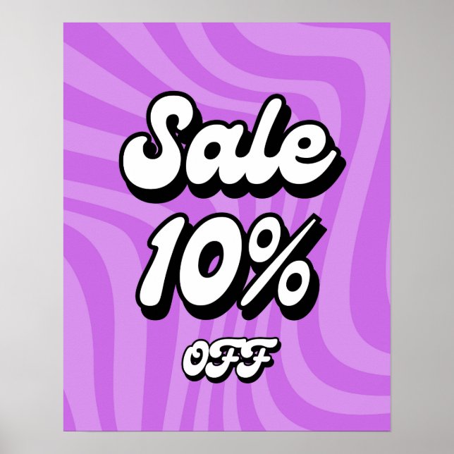 Poster 10% De Promo Signe, Vente Violet Signe, Vente Au D (Devant)