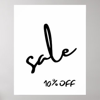 Poster 10% de réduction Vente Signe, Boutique Vente noir 