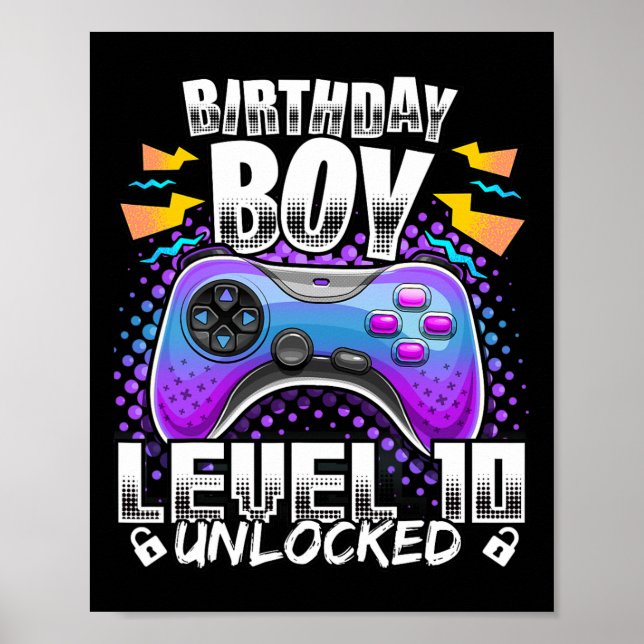 Poster 10 Jeu vidéo déverrouillé 10e anniversaire Gamer B (Devant)