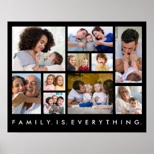 Poster 10 Photo Collage Famille est tout Citation Noir 
