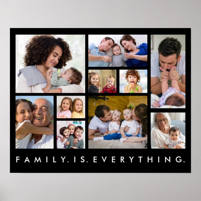 Poster 10 Photo Collage Famille Est Tout Citation Noir  (Devant)