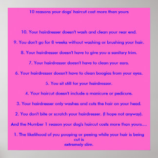 Poster 10 raisons de la coupe de cheveux de vos chiens co