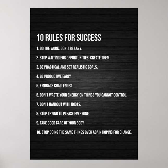 Poster 10 Règles De Réussite - Motivationnel (Devant)