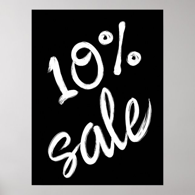 Poster 10% Signe de vente, 18x24 Vente noir et blanc (Devant)