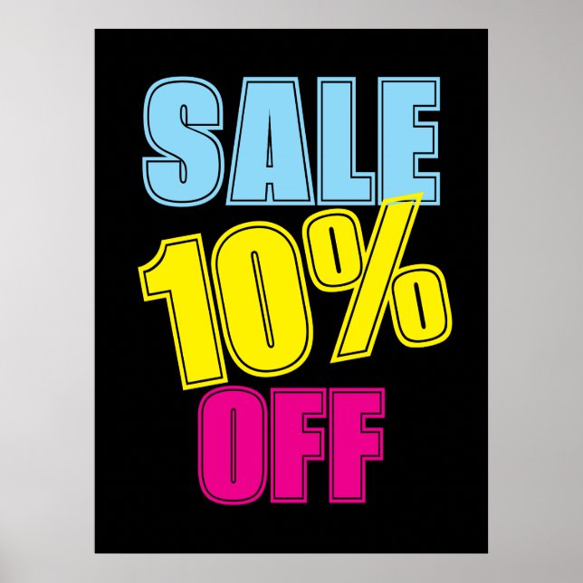 Poster 10% Signe de vente, Signal de magasin de détail, V (Devant)
