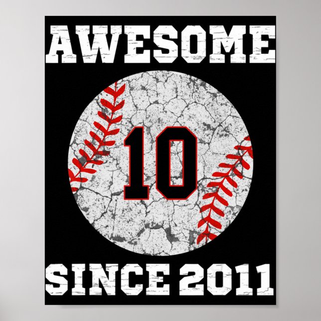 Poster 10e Anniversaire de baseball Lover Cadeau 10 Ans V (Devant)