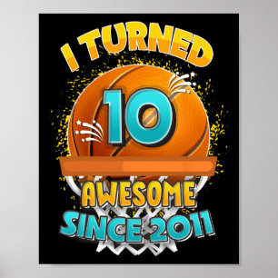 Poster 10e anniversaire de basket-ball J'ai tourné 10 ans