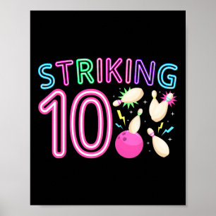 Poster 10e anniversaire de la fête Bowling fille 10 ans B