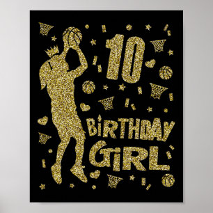 Poster 10e anniversaire Filles de basket-ball Fans Joueur