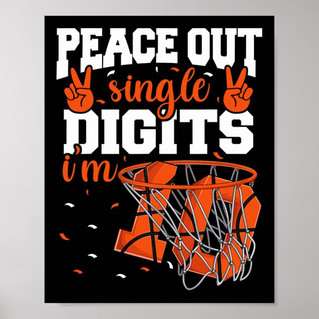 Poster 10e Anniversaire Garçons Basketball Paix Out Singl (Devant)