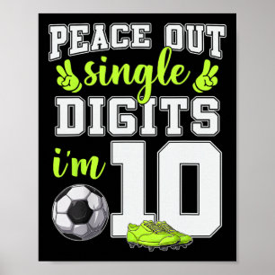 Poster 10e anniversaire garçons football Peace Out chiffr