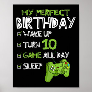 Poster 10e Anniversaire Jeu 10 Ans Parfait Gamer Gi