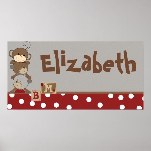 Poster 10x20 Nursery Art Name Print Cocalos Buttons (Devant)