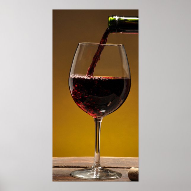 Poster 10x20 Vin Verre et Bouteille Art Mur (Devant)