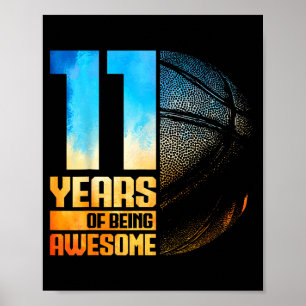 Poster 11 Ancien Joueur de Basket de 11 Ans Humour Basket