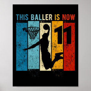 Poster 11 ans Bysketbyll 11e anniversaire garçon