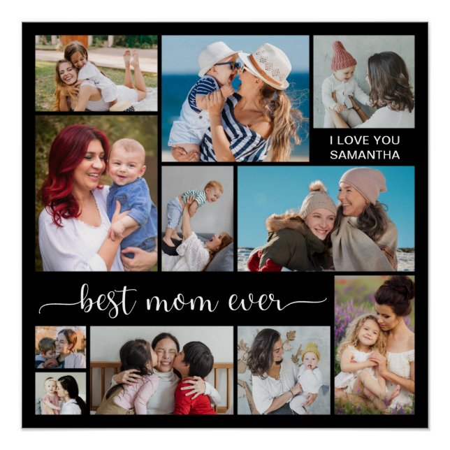 Poster 11 Photo Collage Meilleure maman jamais brillant (Devant)