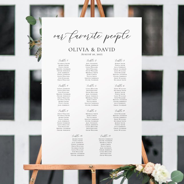 Poster 11 Tables Notre Plan de Table des Personnes Préfér (Créateur téléchargé)