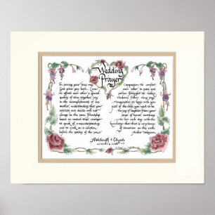 Poster 11 x 14 Prière Mariage, Calligraphie Anniversaire