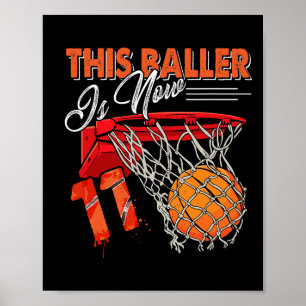 Poster 11e Anniversaire Basketball Amusant 11 Ans Enfants