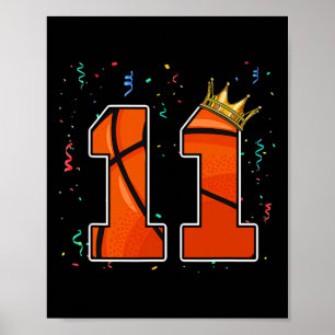 Poster 11e anniversaire Basketball grand nombre 11 ans Bo