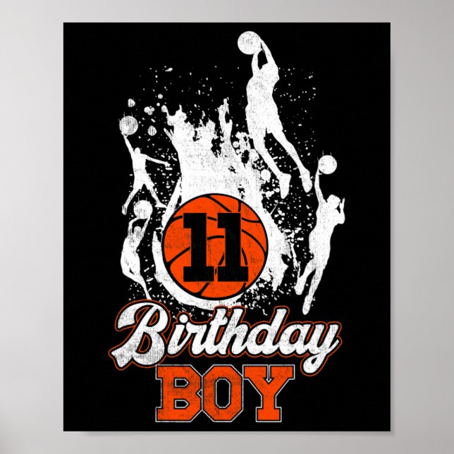 Poster 11e anniversaire de basket-ball thème Anniversaire (Devant)