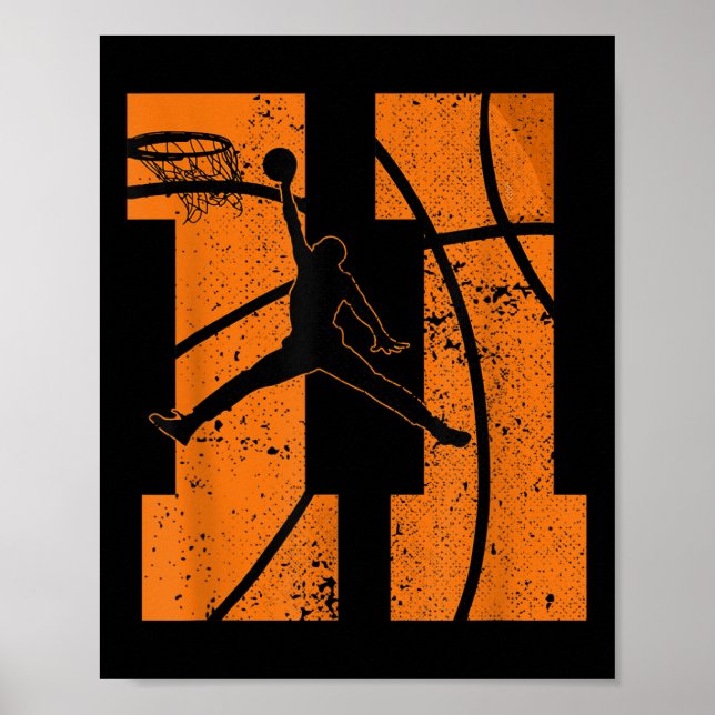 Poster 11e anniversaire de la fête de basketball 11 ans o (Devant)