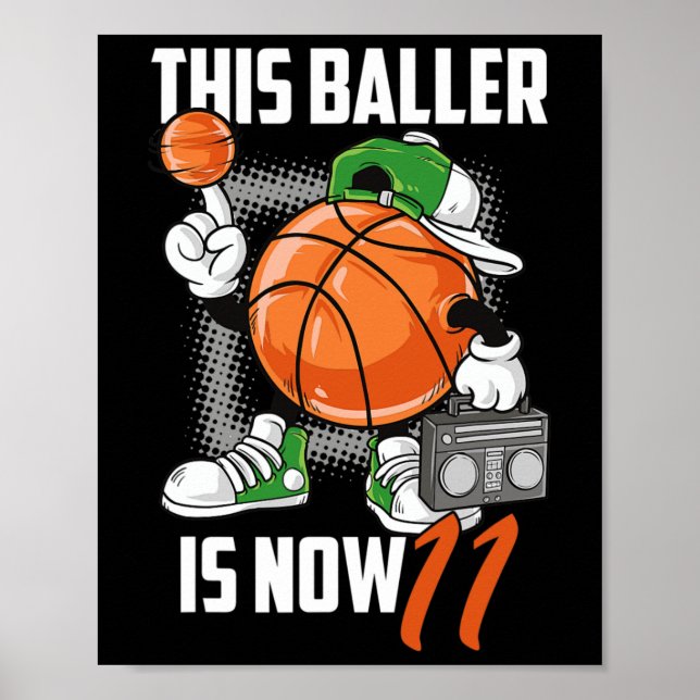 Poster 11e Anniversaire Joueur de Basketball Amusant 11 a (Devant)