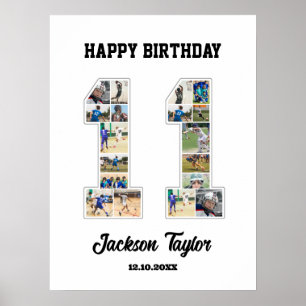 Poster 11e anniversaire Numéro 11 Collage photo