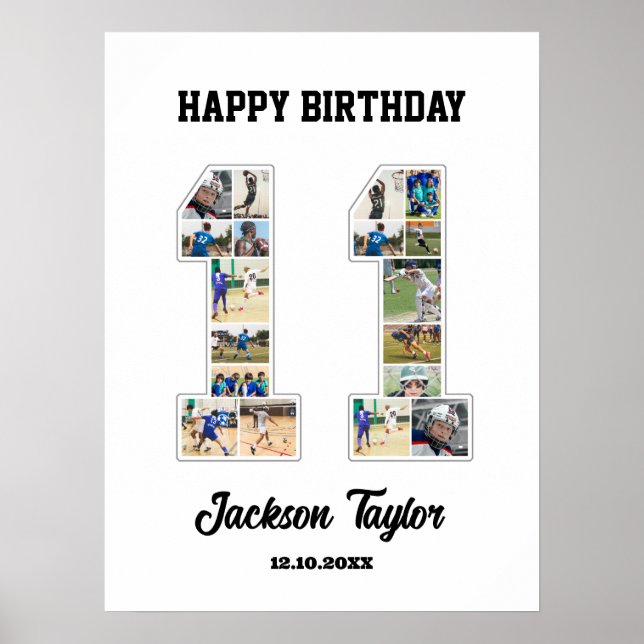 Poster 11e anniversaire Numéro 11 Collage photo (Devant)