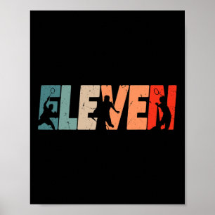 Poster 11e anniversaire Retro Badminton 11 ans Boy Gir