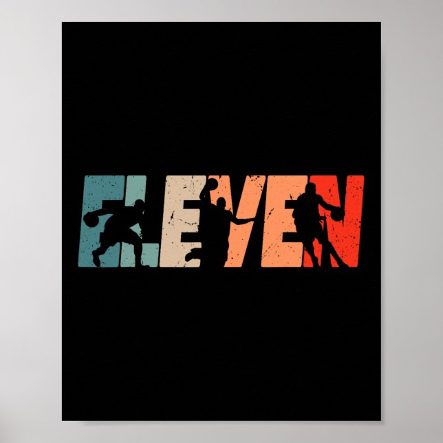 Poster 11e anniversaire Retro Bysketbyll 11 ans Boy Gi (Devant)