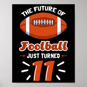 Poster 11e Football Joueur de fête d'anniversaire Sports 